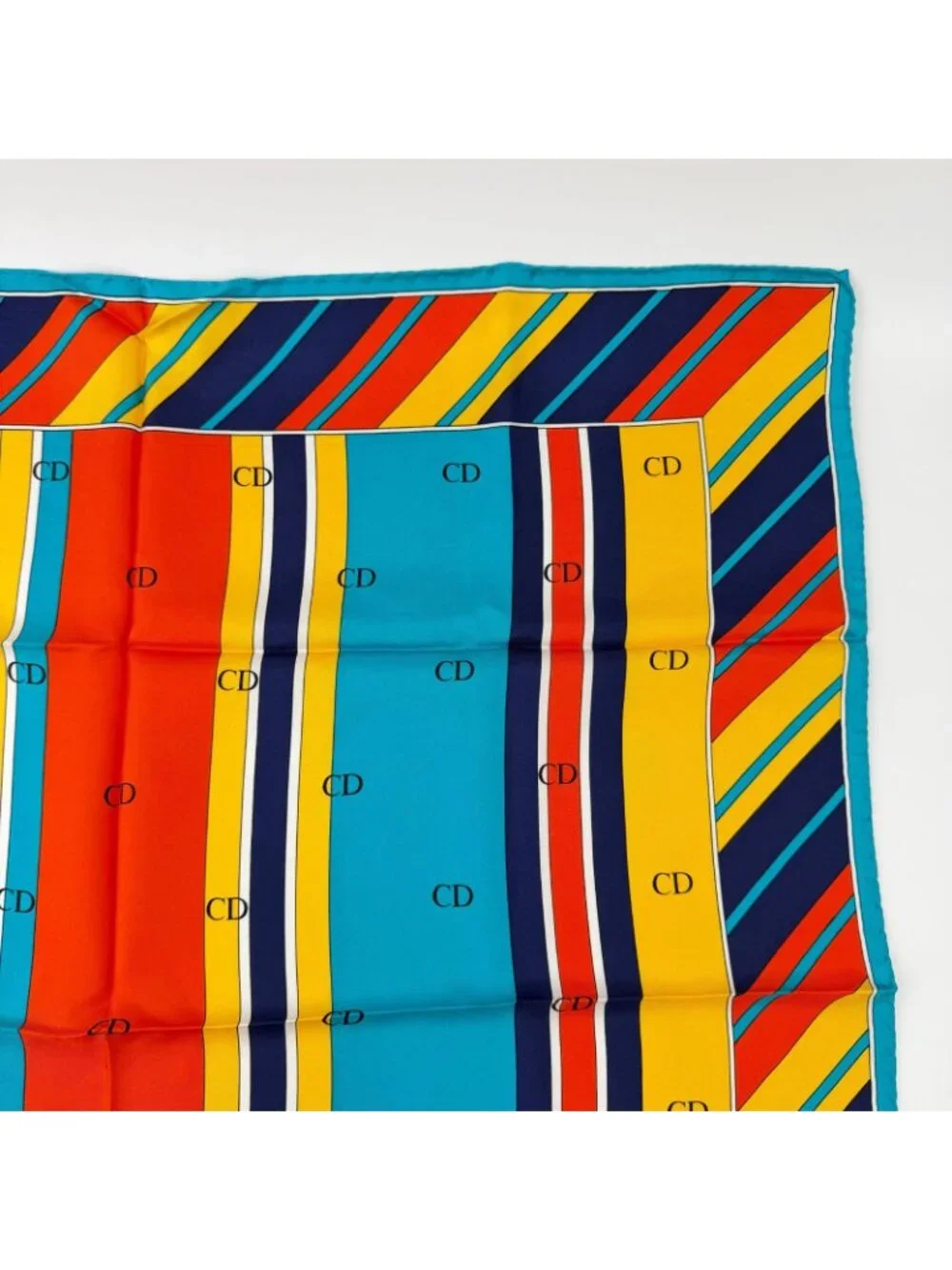 Dior CD Logo Striped Silk Scarf Multicolor Vintage